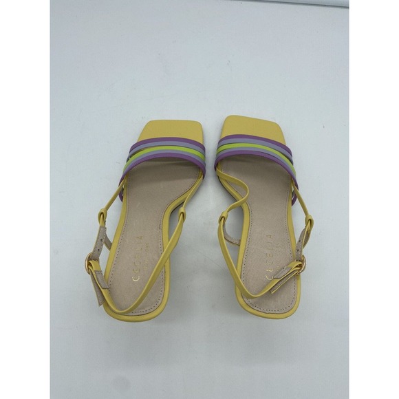 New‎ Cecelia New York Kasper Leather Heeled Slingback Sandals Multicolor Size 6M - Picture 6 of 7